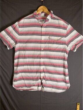 Mossimo Supply Co Striped Button Up Shirt Men’s Large Short Sleeve Casual